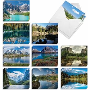 The Best Card Company - 20 Landscape Nature Note Cards Blank (4 x 5.12 Inch) (10 Designs, 2 Each) - Sun Settings AM1740OCB-B2x10