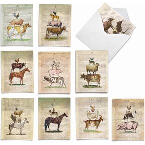 The Best Card Company 10 Assorted Thank You Notes Box Set 4 x 5.12 Inch with Envelopes (10 Designs, 1 Each) Watercolor Wildlife M6629TYG