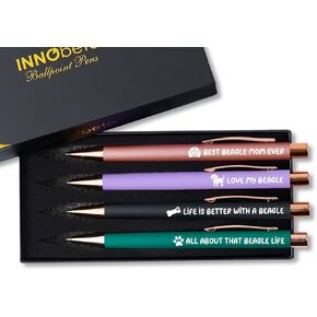 InnoBeta Beagle Gifts, Dog Mom Gifts for Women, Ballpoint Pen Set of 4, Gifts for Dog Lovers for Mother's Day, Christmas, Birthday - Beagle Mom
