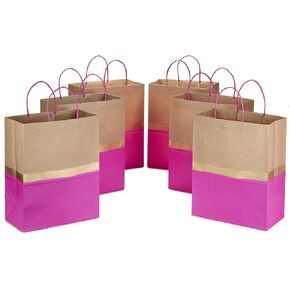 Hallmark 13" Large Paper Gift Bags (Pack of 6 - Turquoise & Kraft) for Birthdays, Easter, Weddings, Mother's Day, Baby Showers, Bridal Showers or Any Occasion
