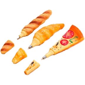 3PCS Small Ballpoint Pens Cute Pizza Bread Shape Ball Pens 0.5mm Black Ink Fine Point Unique Christmas Gift Stuffers for Students Children Adults Writing Pens Office School Supplies