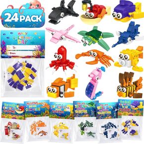 Valentines Day Gifts for Kids 8-12, 24 Pack Succulents Plants Building Blocks Kit With Gift Cards for Kids School Classroom, Class Valentines Gift Exchange, Kids Party Favors Stuffers Fillers