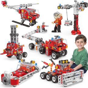 6-in-1 STEM Toys for 4 5 6 7 8+ Year Old Boy 187-Piece Educational Construction Blocks Stem Building Toys for Kids Ages 4-8 8-10 Creative Construction Toys Birthday Valentine Gift for Boy Girl