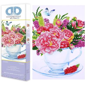 DIAMOND DOTZ at Home Floral Tea Cup Diamond Painting Kits for Adults - Diamond Art Kits a Relaxing Creative Craft Kit with Dotz Gems 16x16
