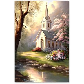 NSUAJOF Christian Churches Diamond Painting Kits Christian Art Painting 5D DIY Full Round Drill Adults Beginners, Personalized Gifts for Family Friends Home Wall Decor 8x12 Inch