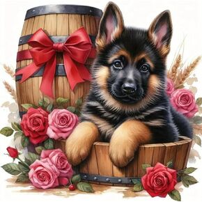 WSLWXSHM Diamond Painting Kits for Adults Dog, Animal Round Full Drill Diamond Art Kits, 5D DIY Paint with Diamonds Crafts for Home Wall Decoration Gifts 12×12Inch, Flower