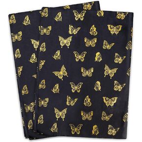 MR FIVE Black with Gold Butterfly Tissue Paper Bulk,20" x 28",Black Gold Butterflies Design Tissue Paper for Gift Bags,Butterflies Gift Wrapping Tissue Paper,30 Sheets