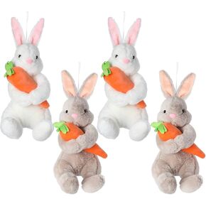 4 Pcs Easter Bunny Stuffed Animal Rabbit Plush Toys, 7.87 Inch Easter Bunny Plush for Easter Gifts Easter Eggs Filler or Easter Baskets Filler Wedding Party Favors