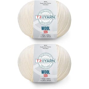 Troyarn Wool 125 (4- Skeins Pack) 100 ٪ Merino Superwash Merino Wool Light Weight #3 حبك ناعم وخيوط الكروشيه للكروشيه والحياكة (4 × 1.76 أوقية)/(4 × 125 YDS) (10930-Sochi Blue)