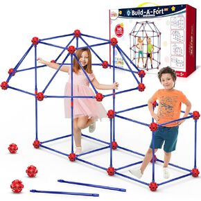 OleFun 180 Pack Fort Building Kits for Kids 4, 5, 6, 7, 8+ Year Old Boys & Girls, Creative STEM Building Toys for DIY Castles, Tunnels, Play Tent, Ideal Gifts for Aged 5-8