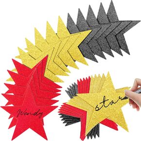 80 قطعة Glitter Star Cletouts Paper Star Confetti Countouts for Bulletin Board Classroom Wall Wall Party Supply ، طول 6 بوصات (أحمر ، أسود ، ذهبي)
