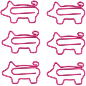 Aladeno 100 Pieces Paperclips Pink Pigs Shaped Metal Clips Cute Small Paper Clips Paper Clip Bookmark Paperclip Cartoon Animal Shape Bookmark Paper File Metal Clips