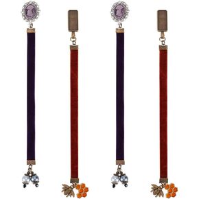 4pcs Velvet Ribbon Bookmarks, 23cm/9inch Vintage Bookmarks with Ribbon, 2 Style Bee Bookmark Velvet Bookmarks with Metal Oval Pendant Antique Ribbon Markers for Book Lover Student Women Men
