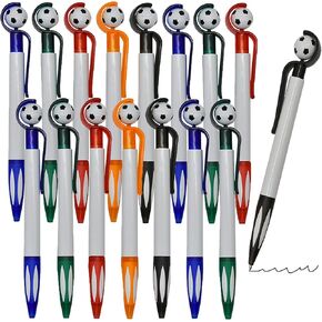 Maydahui 35 PCS Soccer Shape BallPoint Pen Fun Football Pens Soccer Party Favor Pen Retractable Manual Sport Pen Black Ink for Boy Student School
