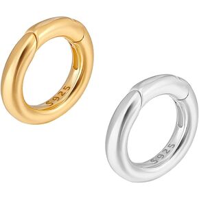 PH PandaHall 2pcs 925 Sterling Silver Round Snap Hook, 12mm Spring Bail Connector Golden/Silver Necklace Enhancer Clasps Closures Bail Clasp Snap Gate Ring Shortener for Bracelet Jewelry Craft Making