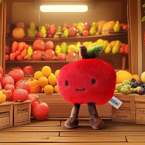 RECUR Apple Fruit Stuffed Toy,Soft Fruit Plush,Cute Apple Plushie 8 Inches