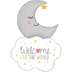Welcome To The World Baby Moon 42" Foil Party Balloon