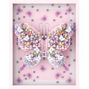 Wall Art Pink Butterfly Flower Building Blocks Set; A Wall Decor Set for Adults Who Love Creative Hobbies(2000+ Pieces) Toys Gifts for Kid and Adult