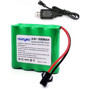 with SM Plug, 4.8V 1500mAh Rechargeable nimh AA Battery Pack, Suitable for rc Cars, Electric Toys and Tools, Equipped with USB Charging Cable