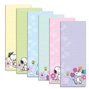 Peanuts Characters Beagle and Woodstock Spring Flowers Lined Notepads Shopping List, 6-Pack