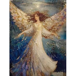 AMAYY 5D Angel Diamond Painting Kits for Adults, Golden Angel Aesthetics Art 5D Diamond Art Crafts Home Wall Decor Gift Round Diamond Dots 12x16inch / 40x30cm