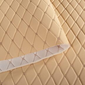 4Pcs Quilted Foam Fabric Faux Leather Thick Sponge Backing Faux Leather Diamond Fluted Car Seating Vehicle Upholstery for Car Headliner, Furniture Upholstery, Headboards, 155x100CM, Black