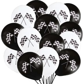 Oringaga 50 Checkered Racing Car Flag Party Balloons - Racing Car/Dirt Bike/Motocross Themed Party Decorations Supplies Black White Checkered Balloon