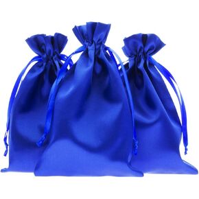 3" x 4" Blue Satin Gift Bags, Jewelry Bags, Wedding Favor Drawstring Bags Baby Shower Christmas Gift Bags 50 per Pack
