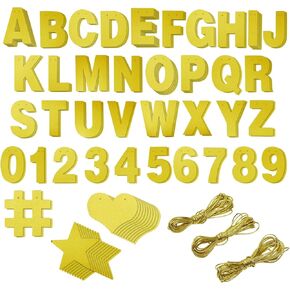 130-Piece DIY Gold Glitter Make Your Own Banner Kit with Letters, Numbers, Symbols, and String for Birthdays, Weddings, and Party Supplies Decor (5-Inch Letters)