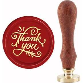 CRASPIRE Thank You Wax Seal Stamp Wedding Sealing Wax Stamp 30mm/1.18inch Removable Brass Head Sealing Stamp with Wooden Handle for Birthday Wedding Invitations Cards Gift Wrap
