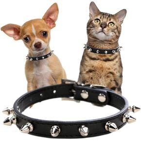 Spike Collar for Dogs, Mushrooms Rivet Stud Studded Soft Pu Faux Leather Dog Spiked Collar Adjustable for XS Small Medium Breed Pet Male Dogs Girl Cat (Black, M)