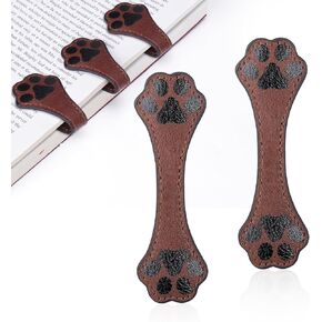 Mity rain Magnetic Bookmarks, Leather Magnetic Bookmarks for Women, Dog Paw Vintage Magnetic Book Mark Clip Gift for Book Lover Readers Men Women Teachers Students, Book Accessories (2)
