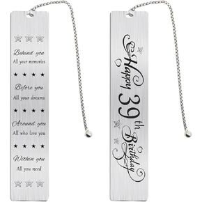Jzxwan Happy 39th Birthday Gifts for Women Men, 39 Year Old Birthday Bookmark Gift for Him Her, Happy 39 Yr Bday Book Mark for Female Male, 1986 Bd Present, 39th Bday Card Decoration