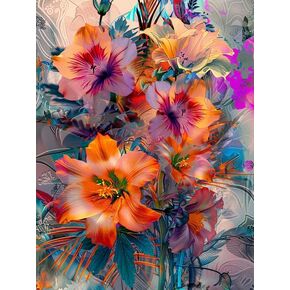 Kaliosy 5D Diamond Art Kits for Adults Colorful Lilies by Number Kits, Diamond Painting Art Bouquet DIY Full Drill Crystal Craft Cross Stitch Embroidery Decoration (12x16 inch) 30x40 cm