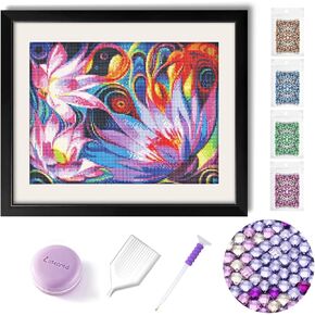 Square Rhinestone Diamond Painting Crystal -Dynamic Floral Fantasy,5D DIY Diamond Art Kit Full Drill Paint by Number Set with Tools and Accessories Diamond Painting Kits for Home Decor (16x12in)