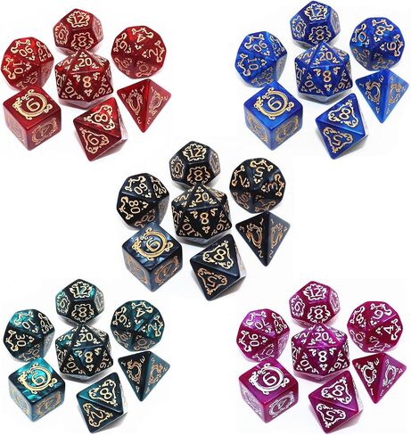 مجموعة DND Polyhedral DND ، 6PACK DUBLE COLORS مجموعات مع D4 D6 D8 D10 D ٪ D12 D12 متوافقة مع الأبراج المحصنة والتنين D&D RPG MTG GAMES (6Colors 42 قطعة) in Kuwait