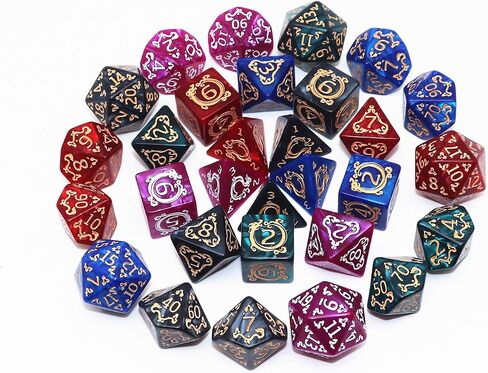 مجموعة DND Polyhedral DND ، 6PACK DUBLE COLORS مجموعات مع D4 D6 D8 D10 D ٪ D12 D12 متوافقة مع الأبراج المحصنة والتنين D&D RPG MTG GAMES (6Colors 42 قطعة) in Kuwait
