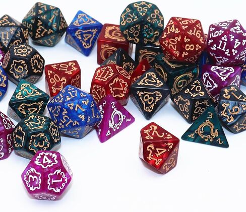 مجموعة DND Polyhedral DND ، 6PACK DUBLE COLORS مجموعات مع D4 D6 D8 D10 D ٪ D12 D12 متوافقة مع الأبراج المحصنة والتنين D&D RPG MTG GAMES (6Colors 42 قطعة) in Kuwait
