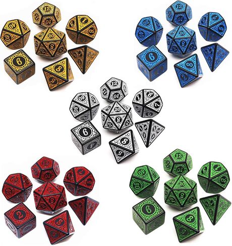 مجموعة DND Polyhedral DND ، 6PACK DUBLE COLORS مجموعات مع D4 D6 D8 D10 D ٪ D12 D12 متوافقة مع الأبراج المحصنة والتنين D&D RPG MTG GAMES (6Colors 42 قطعة) in Kuwait