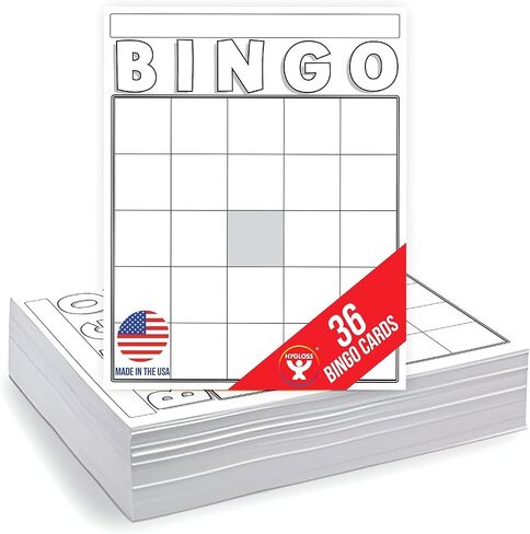 Hygloss Products Blank Bingo Cards To Write On - 36-Pack White - Large Size Bingo Sheets Disposable - Activities For Classroom, Parties, Contests, Weddings, Events & More in Saudi Arabia