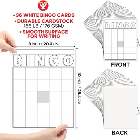 Hygloss Products Blank Bingo Cards To Write On - 36-Pack White - Large Size Bingo Sheets Disposable - Activities For Classroom, Parties, Contests, Weddings, Events & More in Saudi Arabia