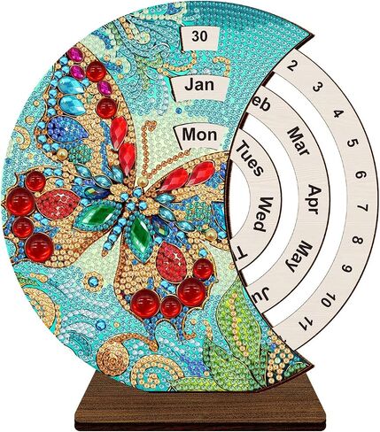 5D Diamond Painting Decorations Ornaments - Owl Calendar Decorated Desktop Diamond Painting with Gem Bird Calendar Decorated Desktop Diamond Painting Crafts Kit for Room Decor (19X18 CM) in Saudi Arabia