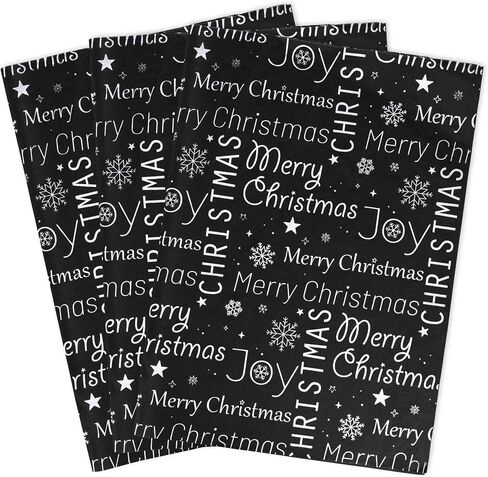 MR FIVE 60 Sheets Black with Gold Merry Christmas Tissue Paper Bulk,14" x 20",Black GoldChristmas Tissue Paper for Gift Bags,Black Merry Christmas Tissue Paper for Christmas Party (Black with Gold) in Saudi Arabia