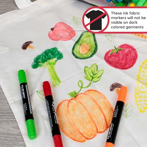 US Art Supply Super Markers 20 لونًا فريدًا من نوعه، مجموعة أقلام تحديد تي شيرت ونسيج مزدوج الأطراف - نهاية مزدوجة مع نقطة إزميل وأطراف دقيقة - 20 حبرًا دائمًا نابضًا بالحياة وجريئة in Kuwait