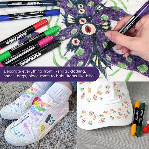 US Art Supply Super Markers 20 لونًا فريدًا من نوعه، مجموعة أقلام تحديد تي شيرت ونسيج مزدوج الأطراف - نهاية مزدوجة مع نقطة إزميل وأطراف دقيقة - 20 حبرًا دائمًا نابضًا بالحياة وجريئة in Kuwait
