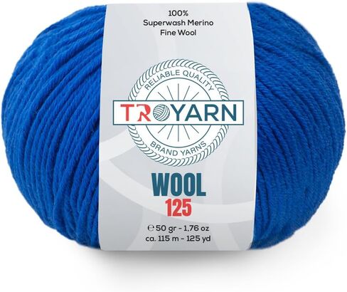 Troyarn Wool 125 (4- Skeins Pack) 100 ٪ Merino Superwash Merino Wool Light Weight #3 حبك ناعم وخيوط الكروشيه للكروشيه والحياكة (4 × 1.76 أوقية)/(4 × 125 YDS) (10930-Sochi Blue) in Kuwait