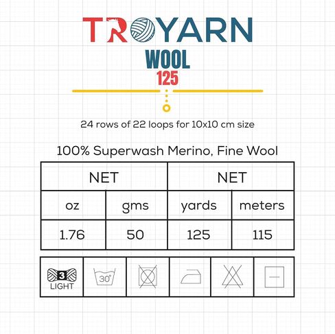 Troyarn Wool 125 (4- Skeins Pack) 100 ٪ Merino Superwash Merino Wool Light Weight #3 حبك ناعم وخيوط الكروشيه للكروشيه والحياكة (4 × 1.76 أوقية)/(4 × 125 YDS) (10930-Sochi Blue) in Kuwait