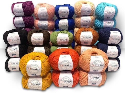Troyarn Wool 125 (4- Skeins Pack) 100 ٪ Merino Superwash Merino Wool Light Weight #3 حبك ناعم وخيوط الكروشيه للكروشيه والحياكة (4 × 1.76 أوقية)/(4 × 125 YDS) (10930-Sochi Blue) in Kuwait