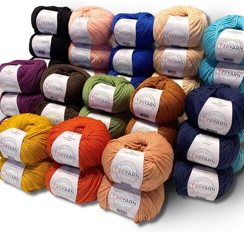 Troyarn Wool 125 (4- Skeins Pack) 100 ٪ Merino Superwash Merino Wool Light Weight #3 حبك ناعم وخيوط الكروشيه للكروشيه والحياكة (4 × 1.76 أوقية)/(4 × 125 YDS) (10930-Sochi Blue) in Kuwait