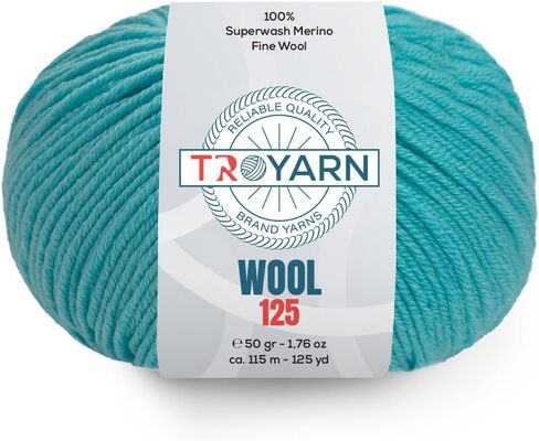 Troyarn Wool 125 (4- Skeins Pack) 100 ٪ Merino Superwash Merino Wool Light Weight #3 حبك ناعم وخيوط الكروشيه للكروشيه والحياكة (4 × 1.76 أوقية)/(4 × 125 YDS) (10930-Sochi Blue) in Kuwait